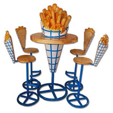 Ensemble salon Frite table et tabourets